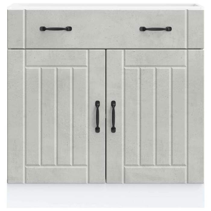 BUFFET de cuisine - Vaisselier/Armoire rangement - Lucca gris béton bois ingénierie 80x46x81.5 cm L488