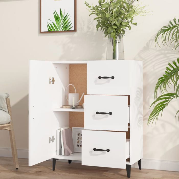 Armoire Vaisselier Durable - Blanc - Buffet de cuisine - avec Rangement - blanc 69 5x34x90cm - Bois dingénierie LH8430132