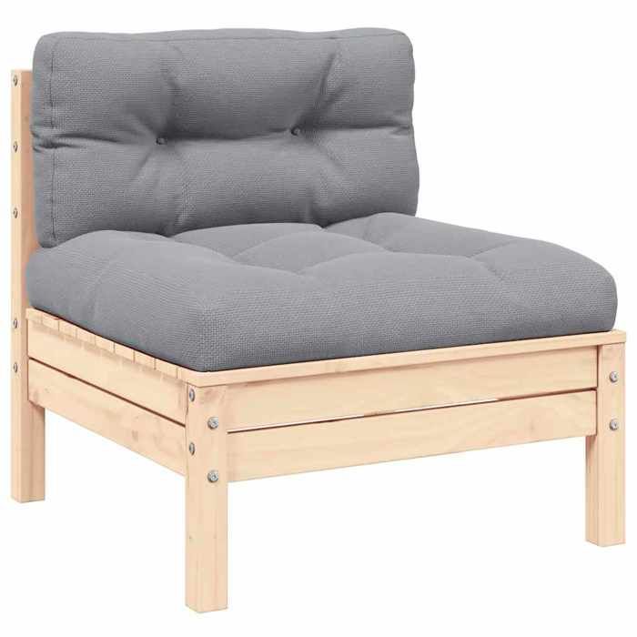 Salon de jardin 3 pcs - moderne - Mobilier de jardin - avec coussins - gris Bois de pin massif CC2320
