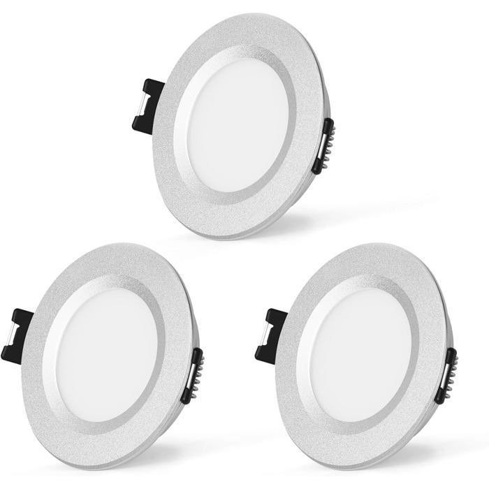 Spot LED 12V Dimmable 3W Alu Encastrable Extra Plat 3000K Blanc Chaud 240LM de Plafond Trou 58-62mm IP44