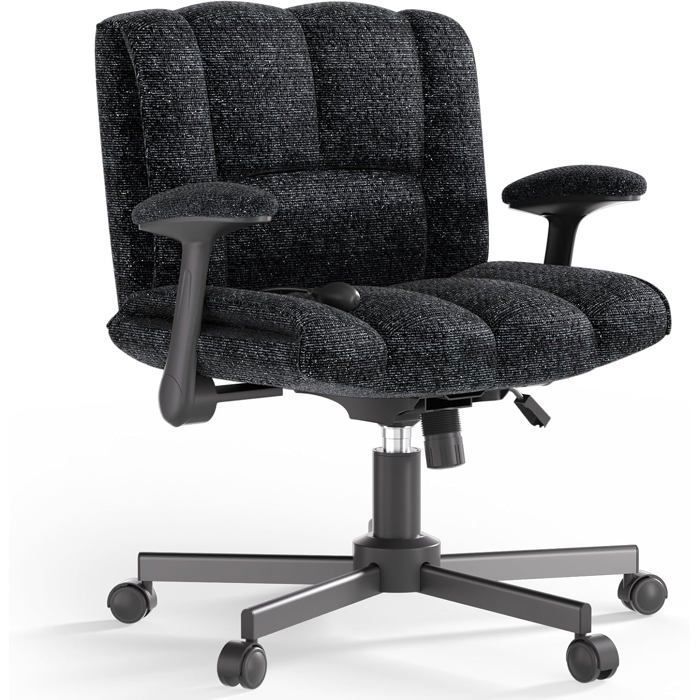 Taktack Chaise de bureau croisée ergonomique réglable avec accoudoirs hauteur ajustable bureau maison et coiffure (noir)