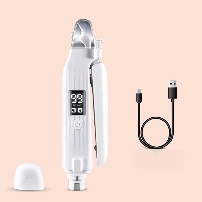 Coupe-ongles 2 en 1 pour animaux de compagnie avec lumière LED et affichage numérique outil de coupe électrique sûr (blanc)