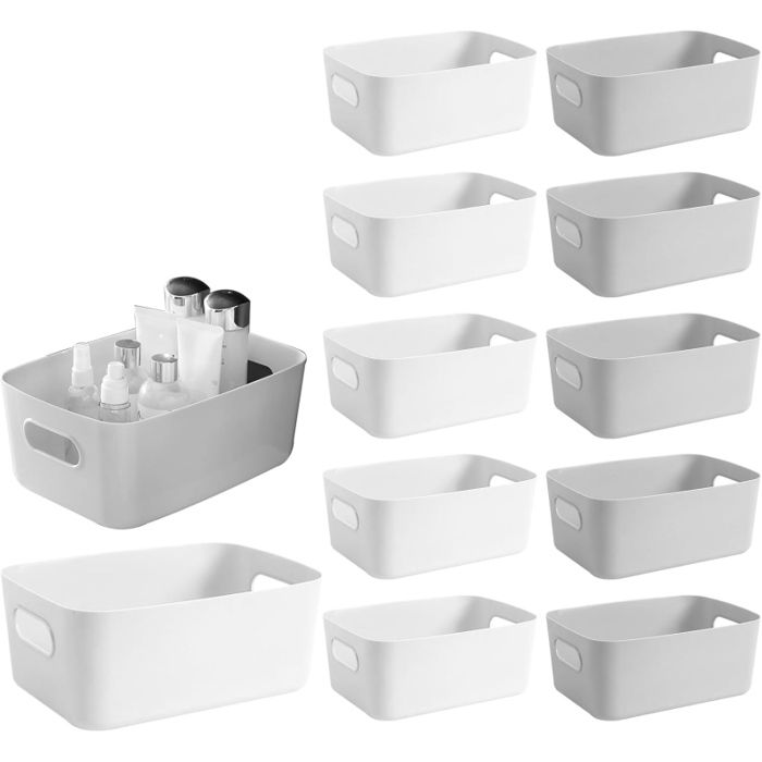 12 Pcs Boîte Rangement Plastique Panier de Rangement 21 x 13 x 7 cm Paniers et Boîtes de Rangement Cuisine BOITE DE RANGEMENT