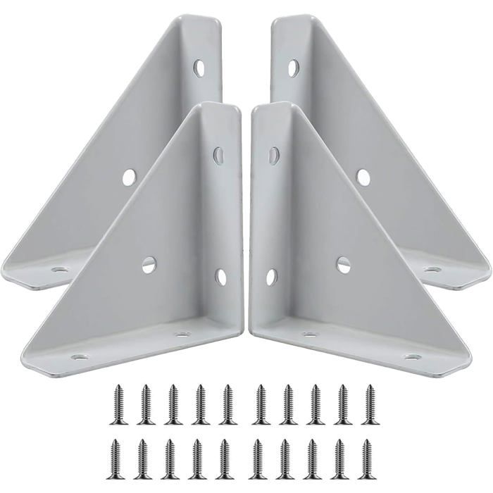 Lot de 4 Équerres dAngle pour Lit/Bureau - Support de Fixation Triangulaire Blanc - Connecteur Solide pour Bord de Lit et Meuble Lot de 4 Équerres dAngle pour Lit/Bureau - Support de Fixation Triangulaire Blanc - Connecteur Solide pour Bord de Lit et Meuble