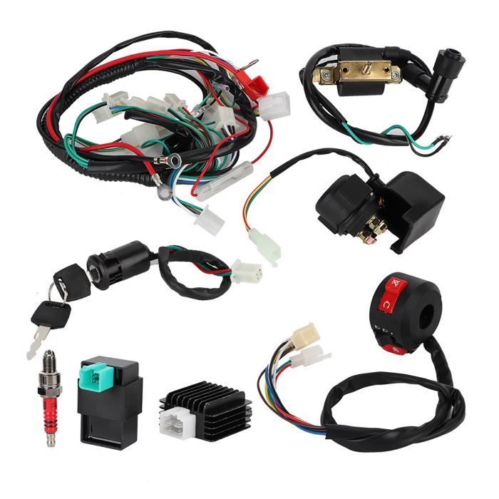 PoeHXtyy Kit de câblage dassemblage de faisceau de câbles adapté-CDI pour harnais de fil Quad - Pour 50cc 70cc 90cc 110cc 125cc ATV chinois Stator électrique CDI Bobine ATV Quad