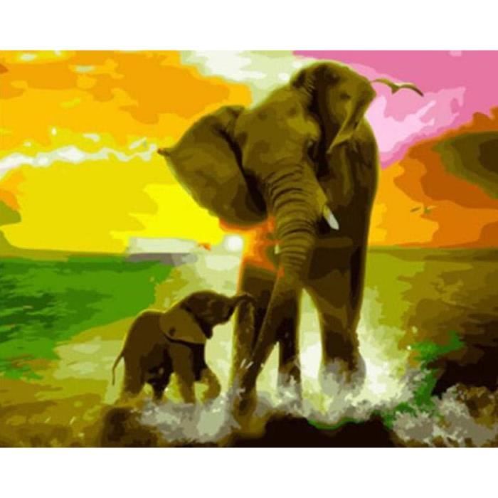Kit Canevas Éléphant Distrifil - Apprentissage Broderie Enfants, 15x15cm Gros Trous