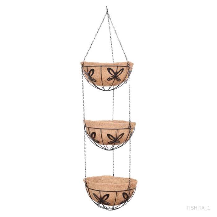 2 Paniers Suspendus Pour Plantes Avec Doublure Coco - Support Métallique Rond, Décoration Jardin