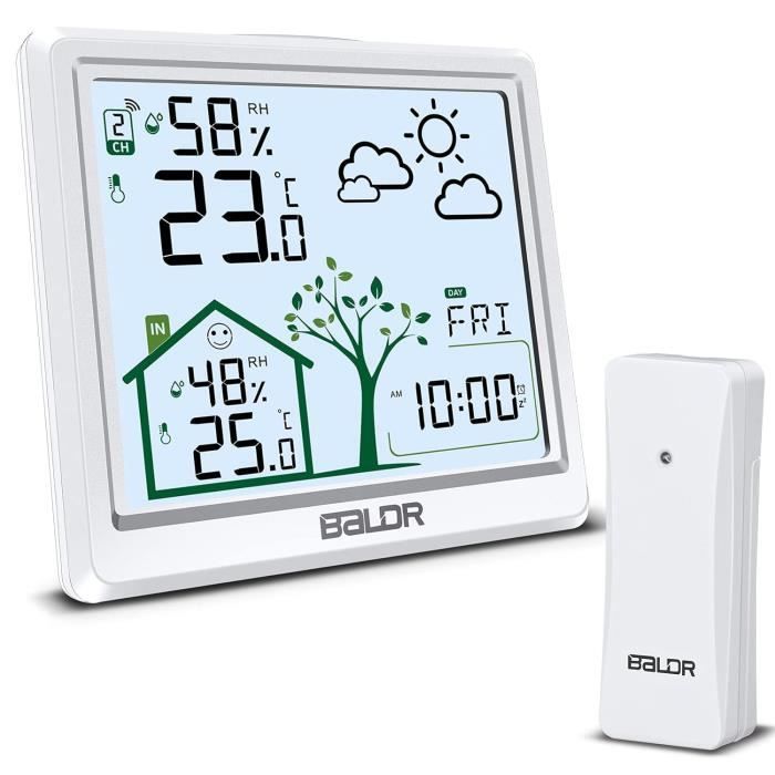 Station Météo sans Fil avec Capteur Extérieur, Station Meteo Horloge à