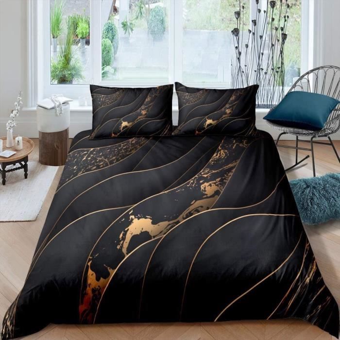 Parure De Lit 4 Pièces 100% Coton - Tailles Double Et King - Housse De Couette, Drap Housse, Taies - Douce Et Respirante