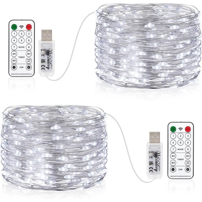 Guirlande Lumineuse LED 10m 100 LED Blanc Chaud Clignotant LEDZEIT Profi Serie