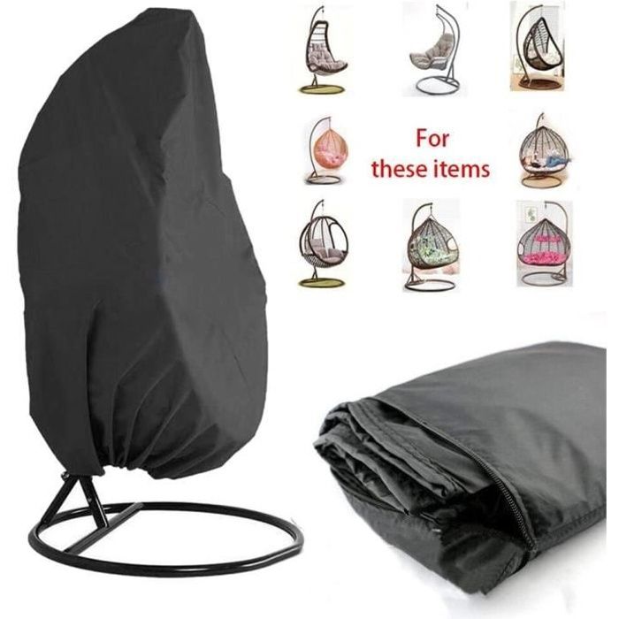 Housse de Noir Fauteuil SuspenduJardin Rotin Osier Fauteuil Suspendu Imperméable HousseHousse de Protection pour œufs