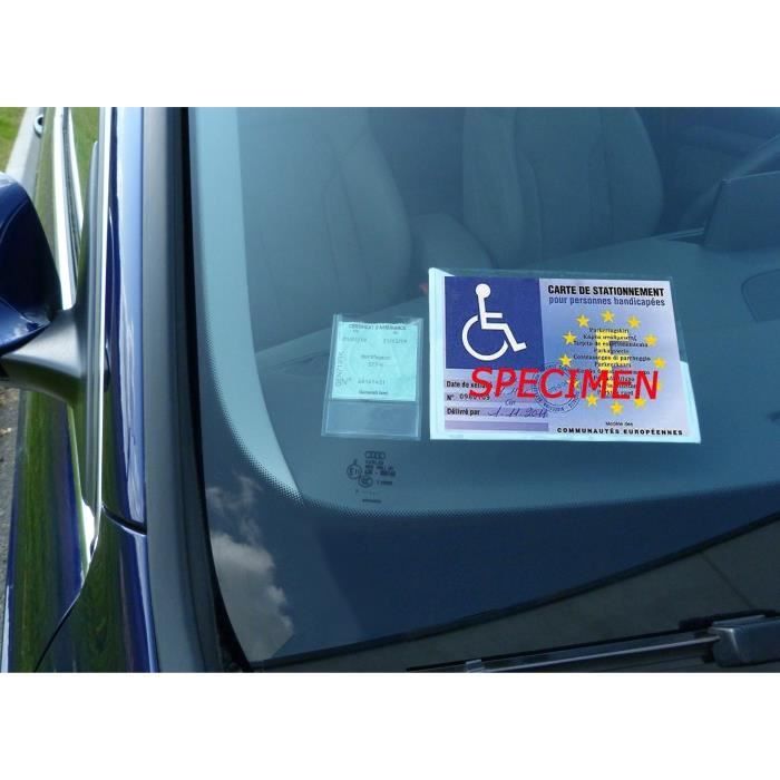 Support adhésif pour Carte de stationnement handicapé Porte étui à Pare-Brise