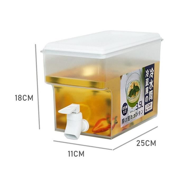 Distributeur D’eau 5L Pour Frigo – Robinet Pression, 32x23x16 Cm, En PP Alimentaire, Pour Camping Et Fêtes