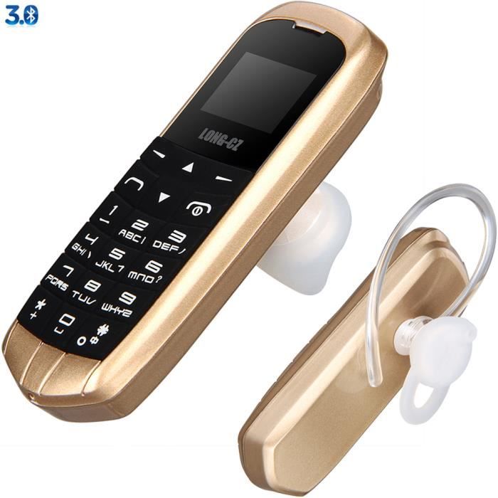 LONG-CZ J8 Mini téléphone mains libres Radio FM carte micro SIM GSM - Jaune  - Cdiscount Téléphonie