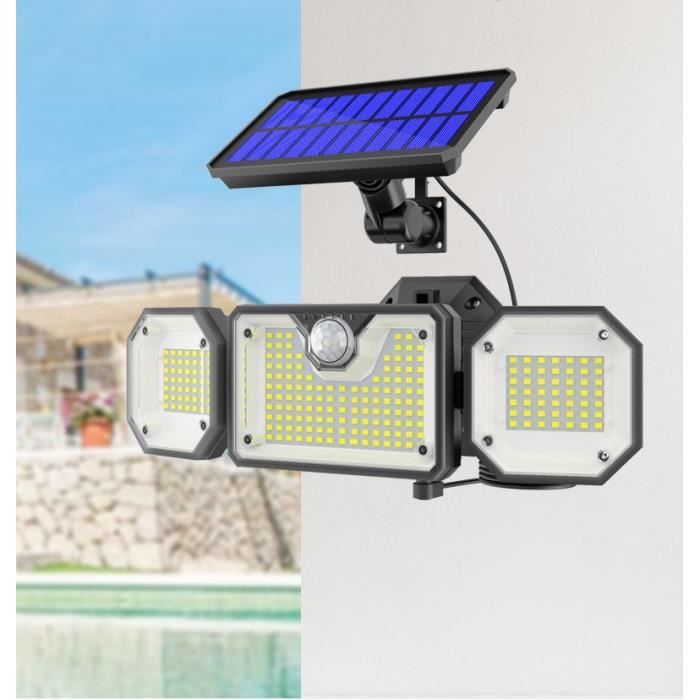 Lot 2 Lampes Solaires Extérieures Avec Détecteur De Mouvement 3 Têtes 1200LM - IP65 Pour Jardin