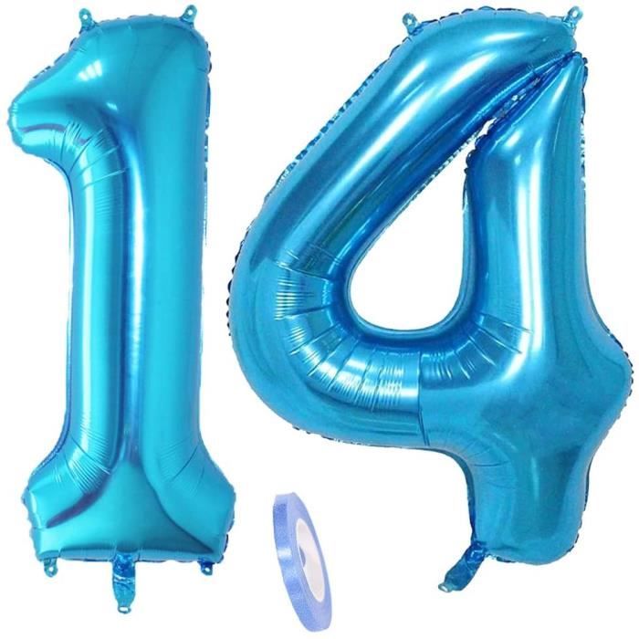 2 Ballons Numero 14 Ballon 14 Ans Anniversaire Bleu Fille Garcon 40 Geant Blue Ballon Figurines Gonflable Cdiscount Maison