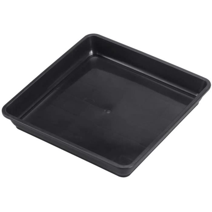Lot De 8 Soucoupes Rectangulaires Pour Pots De Fleurs - 25 X 25 X 3.7 Cm, Noir - Dessous De Pot Antidérapant, Intérieur/extérieur - 3