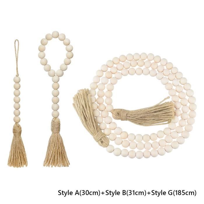 Guirlande De Perles En Bois Et Coquillages – Longueur 25 Cm, Déco Style Ferme, Pour Sac, Poignée, Lit - 6