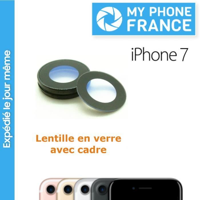 Vitre Caméra Arrière pour IPHONE 7 Lentille en verre avec cadre appareil Photo