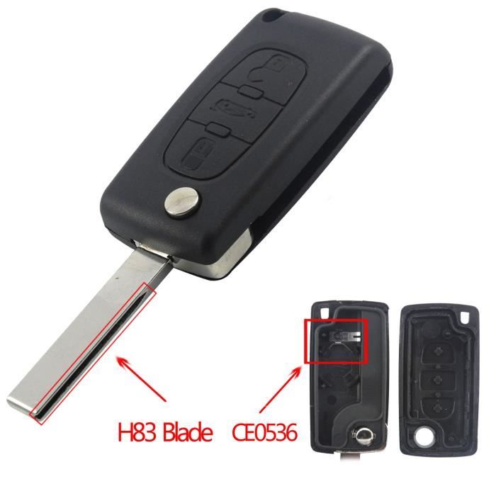 Coque clé,jingyuqin Car Key Shell HU83 CE0536 - 523 pour Peugeot