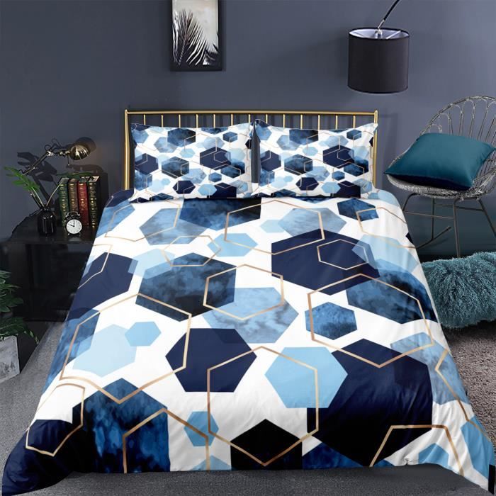 Parure De Lit 2 Personnes 240 X 220 Cm Housse De Couette Avec 2 Taies En Coton Imprime Aikupito