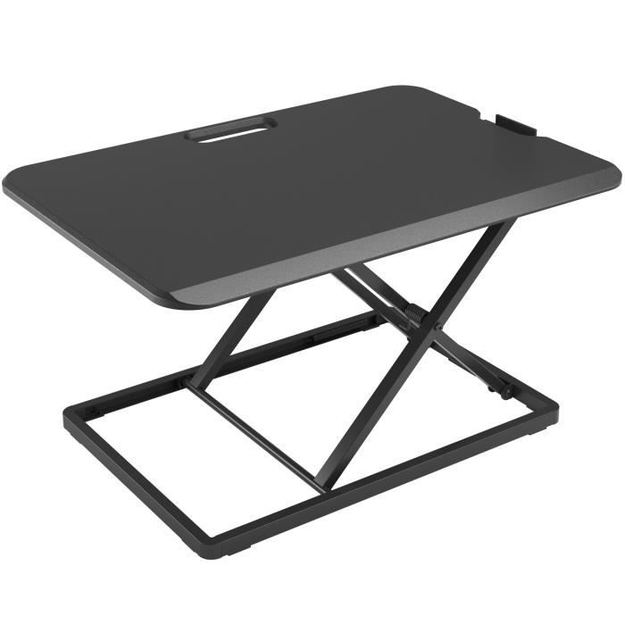 Station De Travail Mobile BONTEC – Chariot Ergonomique 4 étagères Et 4 Tiroirs – Bureau Debout Ajustable En Hauteur – Noir Moderne