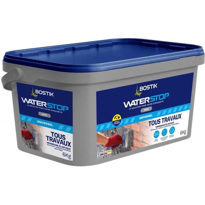 Membrane d’étanchéité - BOSTIK - Waterstop - Réparation fuites - Seau 6 kg - Gris