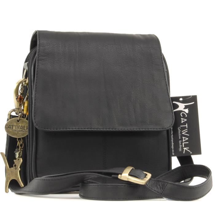 Sac Besace LA BAGAGERIE Satiné Petit Modèle - Cuir Noir Neuf Avec étiquettes