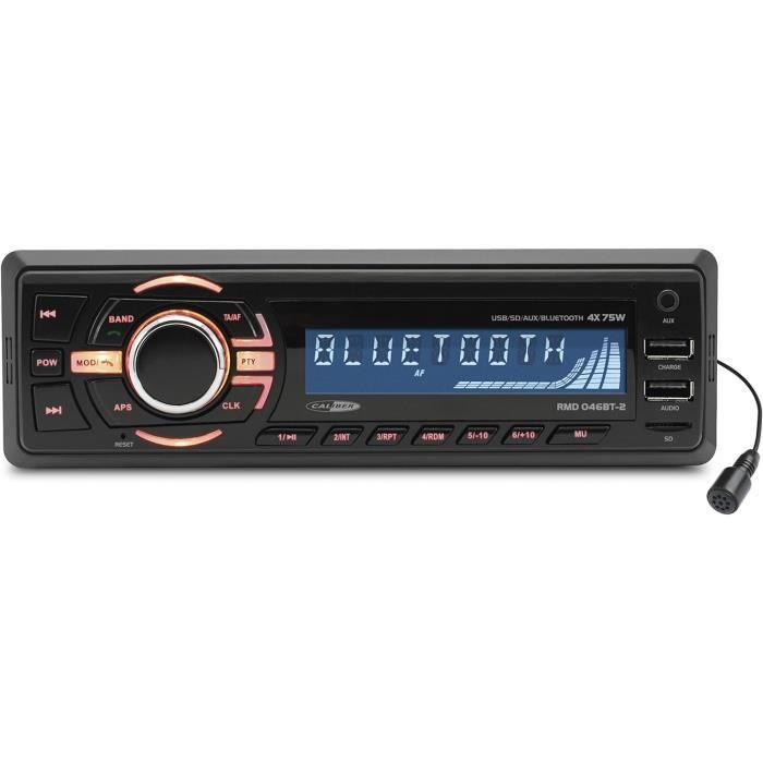 Bluetooth-autoradio, 1 DIN, 2 USB-poorten, snel opladen, auto-radio, 4