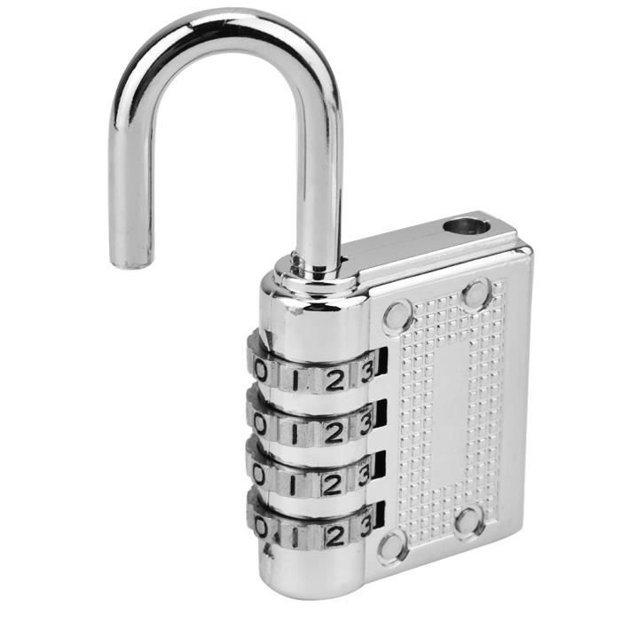 Cadenas à Combinaison 4 Chiffres - Acier Inoxydable, Mot De Passe Caché, Pour école, Portail, Garage