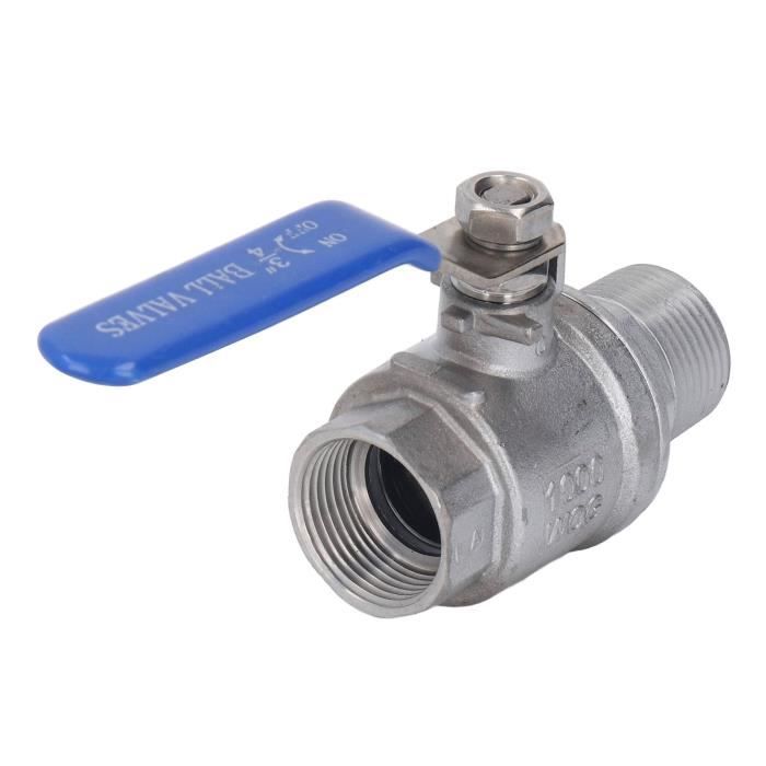 Robinet à Boisseau Sphérique 3/8 En Acier Inox 304 – Vanne à Bille Mini Avec Poignée Bleue, Pour Eau, Huile, Gaz – Installation Facile, étanchéité Fiable