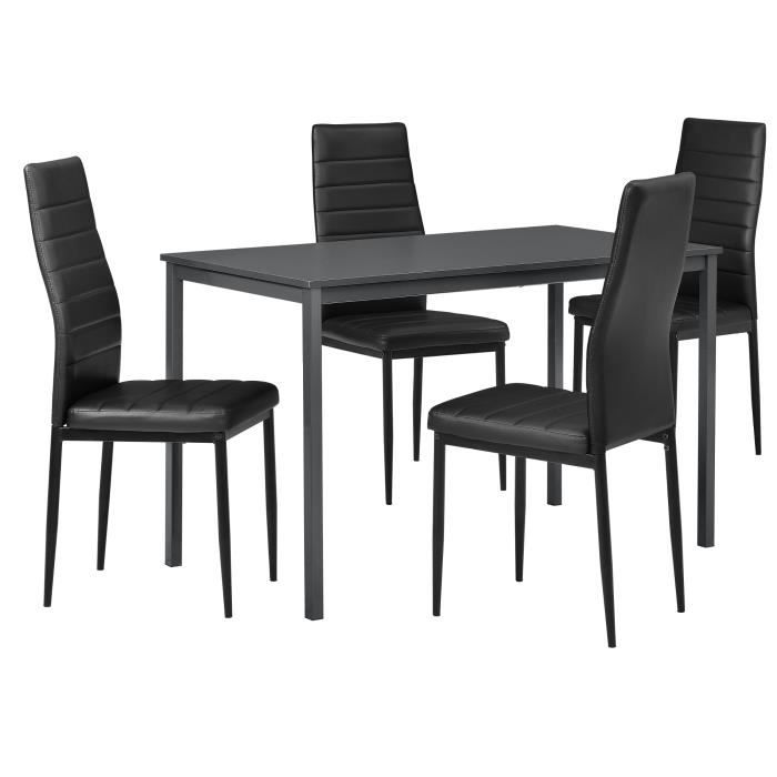[en.casa]® - Table à manger ( gris foncé) avec des chaises élégantes