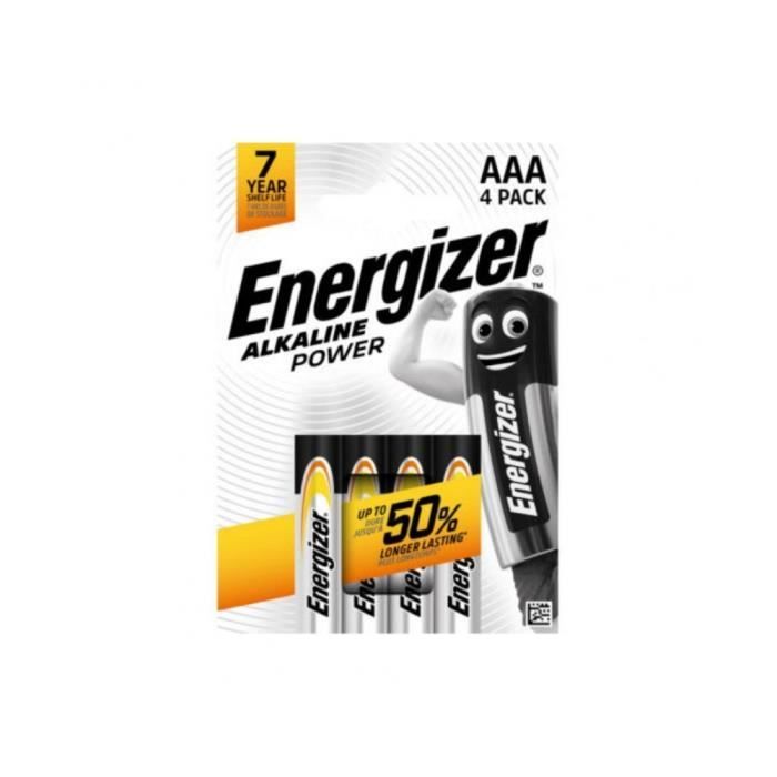 Piles AAA alcalines - ENERGIZER - Lot de 4 - LR03 - AAA - 1 5 V - Usage quotidien - Format cylindrique