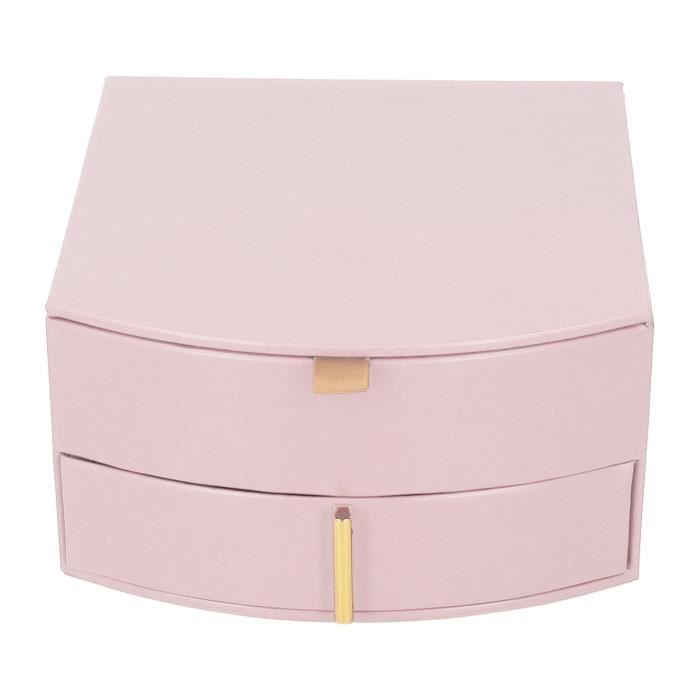 Lot De 2 Boîtes De Rangement Bijoux Double Couche Avec Couvercle Transparent - Organisateur Portable Jaune Et Blanc