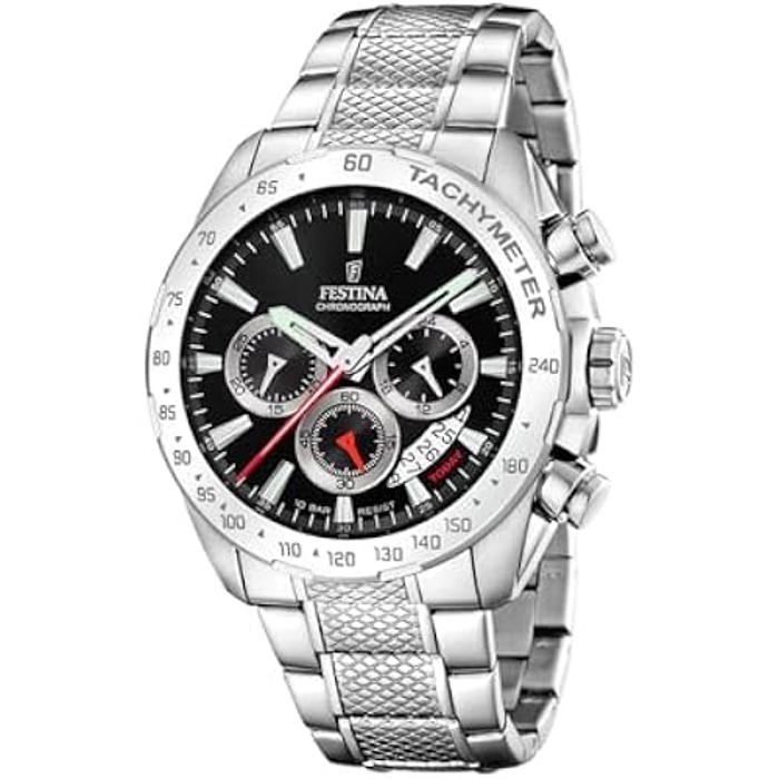 Montre Chronographe Homme FESTINA - Cadran Noir/Bracelet Acier Inoxydable - F20668/4