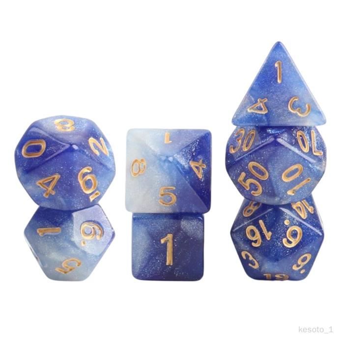 10 Dés Polyédriques D6 16mm - Acrylique Bleu Et Or | Pour Jeux De Rôle, DND, MTG | Set RPG