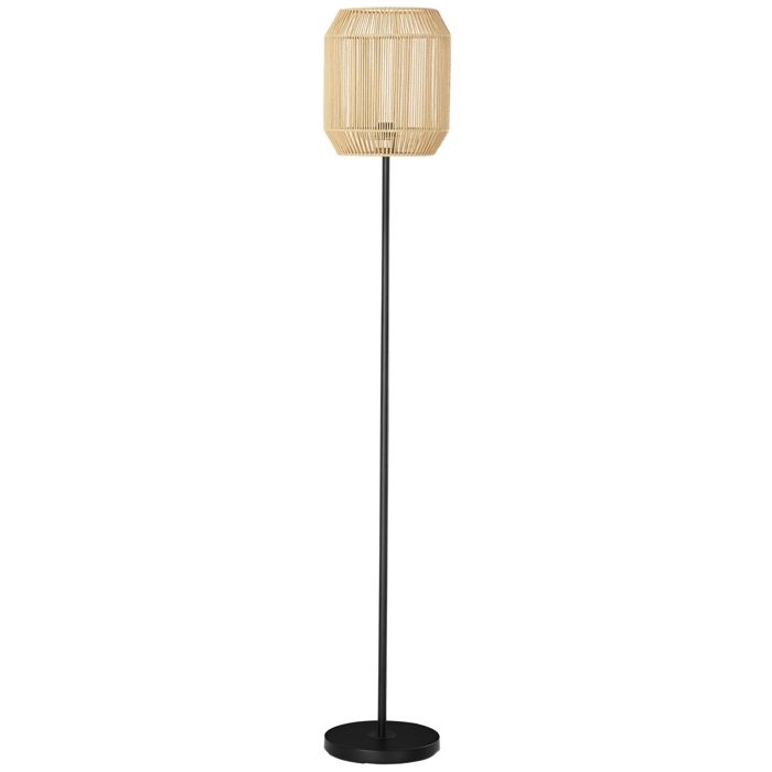 Lampadaire sur pied - HOMCOM - vintage salon abat-jour en corde de papier design naturel base e27 max 40w - métal - Ø26 x 164Hcm