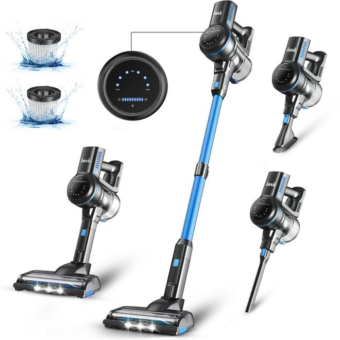 Aspirateur Balai sans Fil INSE S7P Bleu 6 en 1 Aspirateur à Manche Léger 26kpa 45 Mins dAutonomie 65db 265W 1L Réservoir - Inse