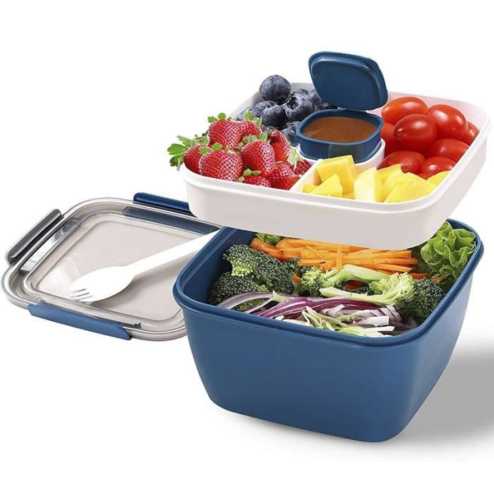 Boîte De Conservation Pour Salade Et Légumes – Avec Drainage Et Séparateurs Amovibles – Idéale Pour Frigo, Pique-nique Ou Repas à Emporter