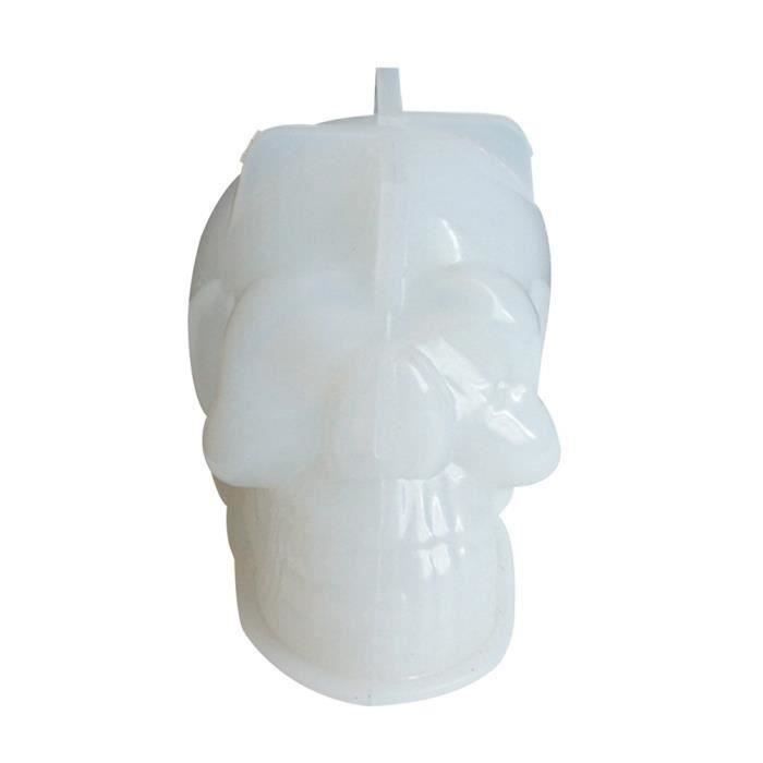 Moule à Bougie En Silicone En Forme De Crâne 3D - Idéal Pour Bougies, Résine époxy, Savon - Dimensions Environ 11,5 X 6,8 Cm, Résiste De -20°C à 230°C