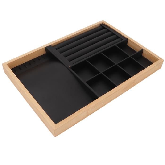 Plateau à Bijoux En Bois Massif Oirlv - Organisateur Blanc Crème 23,5x15,5cm - Rangement Présentoir