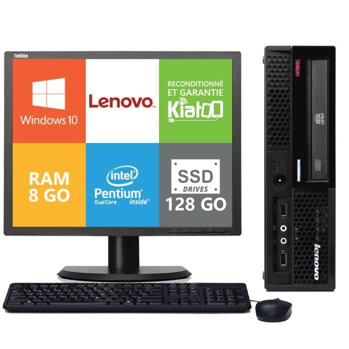 LENOVO PC Bureau ThinkCentre M58 - Processeur Dual Core - RAM 8 Go - Stockage SSD 128 Go - Écran TFT 17- Windows 10 - - Lenovo