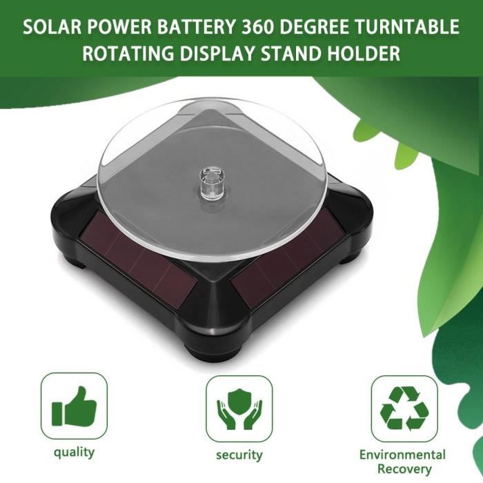 Présentoir Tournant Solaire 360° | Pour Bijoux, Montres, Téléphones | Plateau 9cm | Alimentation Écologique USB/Solaire - 12