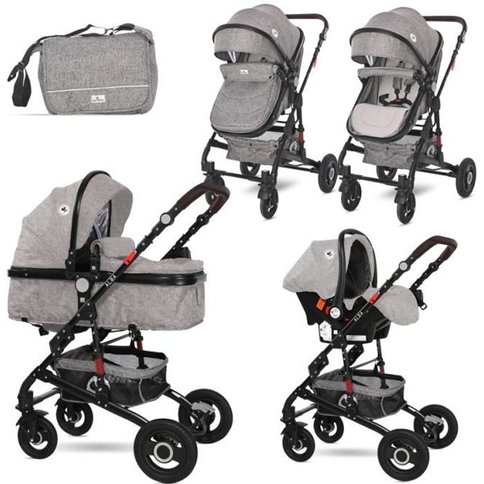 Poussette combinée transformable 2 en 1 alba gris Lorelli