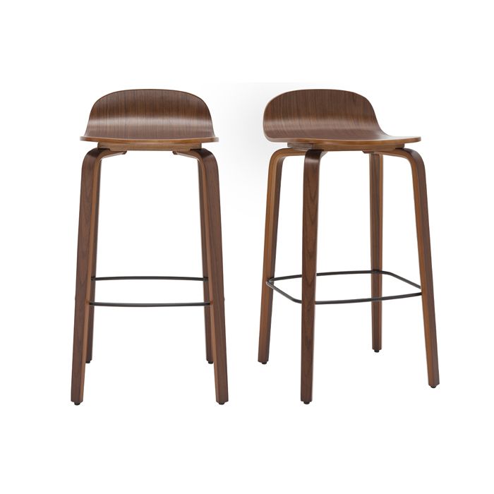Miliboo - Tabourets de bar vintage noyer H68 cm (lot de 2) OBRA