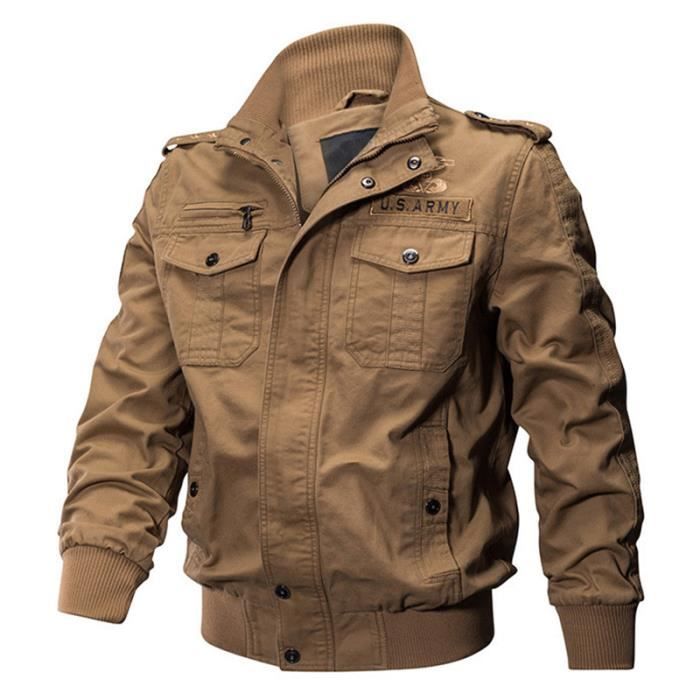 Blouson Homme Coton Manteau de Moto Bomber Veste Jacket