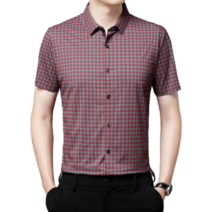 Chemise Carreaux Manches Courtes Pour Homme Regular Fit Casual