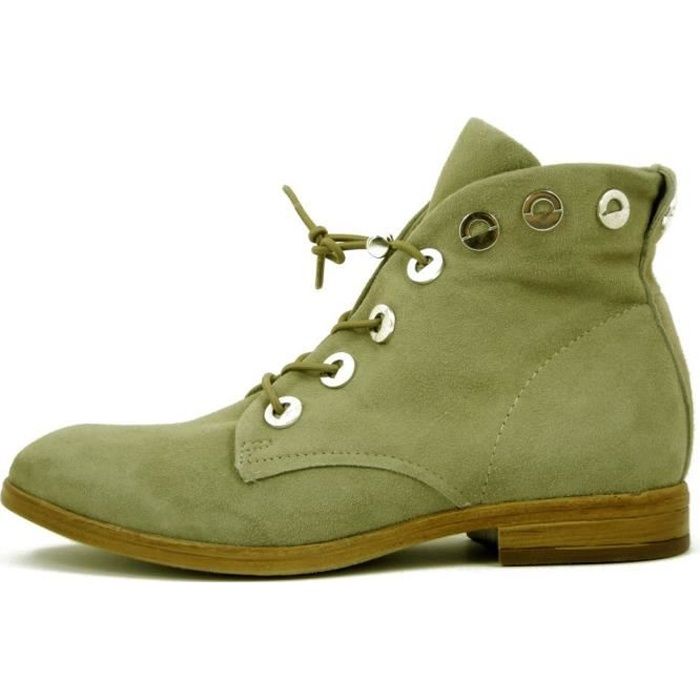Bottines New Look Vert Kaki à Talon Brodé - Taille 6, Simili Daim, Occasion
