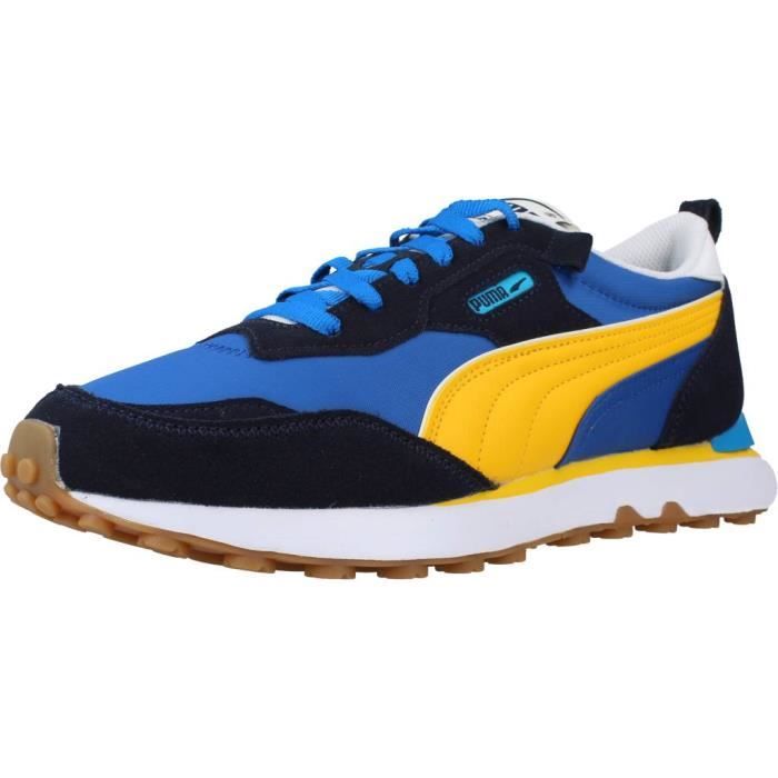 Baskets Homme Puma Moliere Jaune 125493 Bleu Semelle Gomme Fabrique en Chine