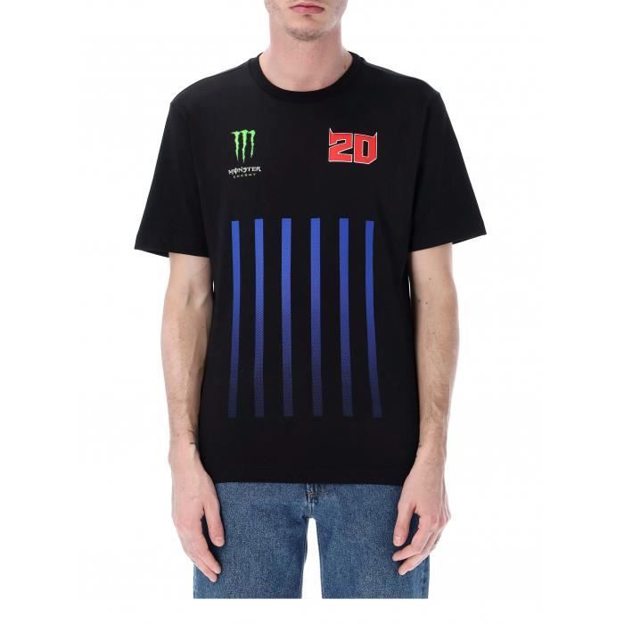 t-shirt homme fabio quartararo 20 monster energy officiel motogp - yamaha - manches courtes - noir